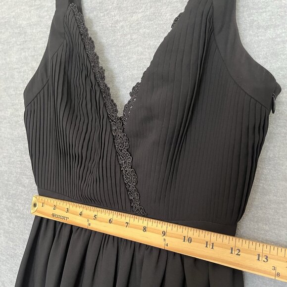 Fame and Partners Black Plunge Neck Dress Size 4 Thigh High Slit Formal Maxi NWT - Picture 12 of 16